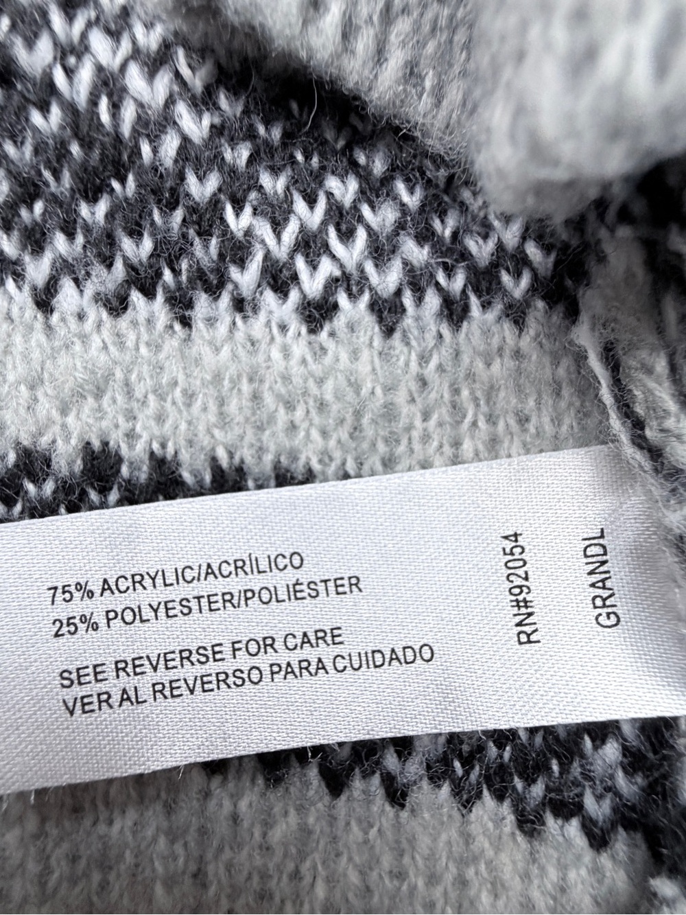 Hooded Open-Front Long Cardigan Sweater - Cream, Gray & Black - Picture 9 of 10